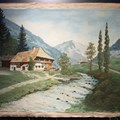 Gebirgslandschaft von Adalbert Hösle, Öl/Lw., 1968 - Foto: Barbara Magg, Museum Oberschönenfeld