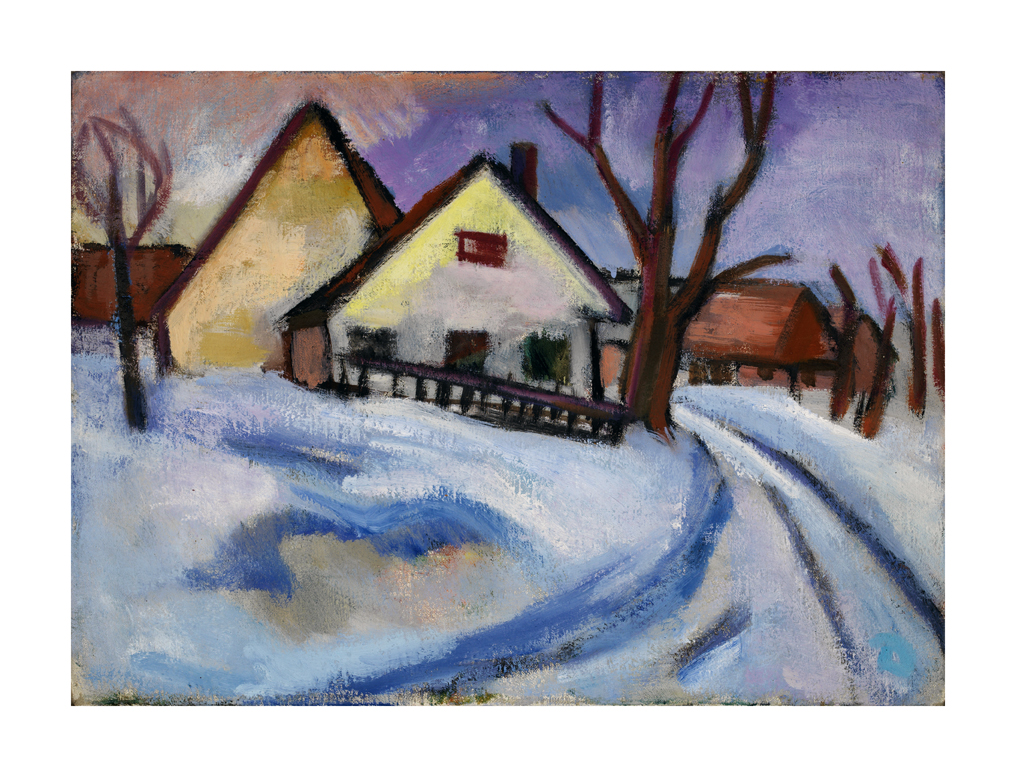 Winterlandschaft mit Häusern (Öl auf Leinwand um 1927–1930) von Josef Dilger - Foto: Andreas Brücklmair