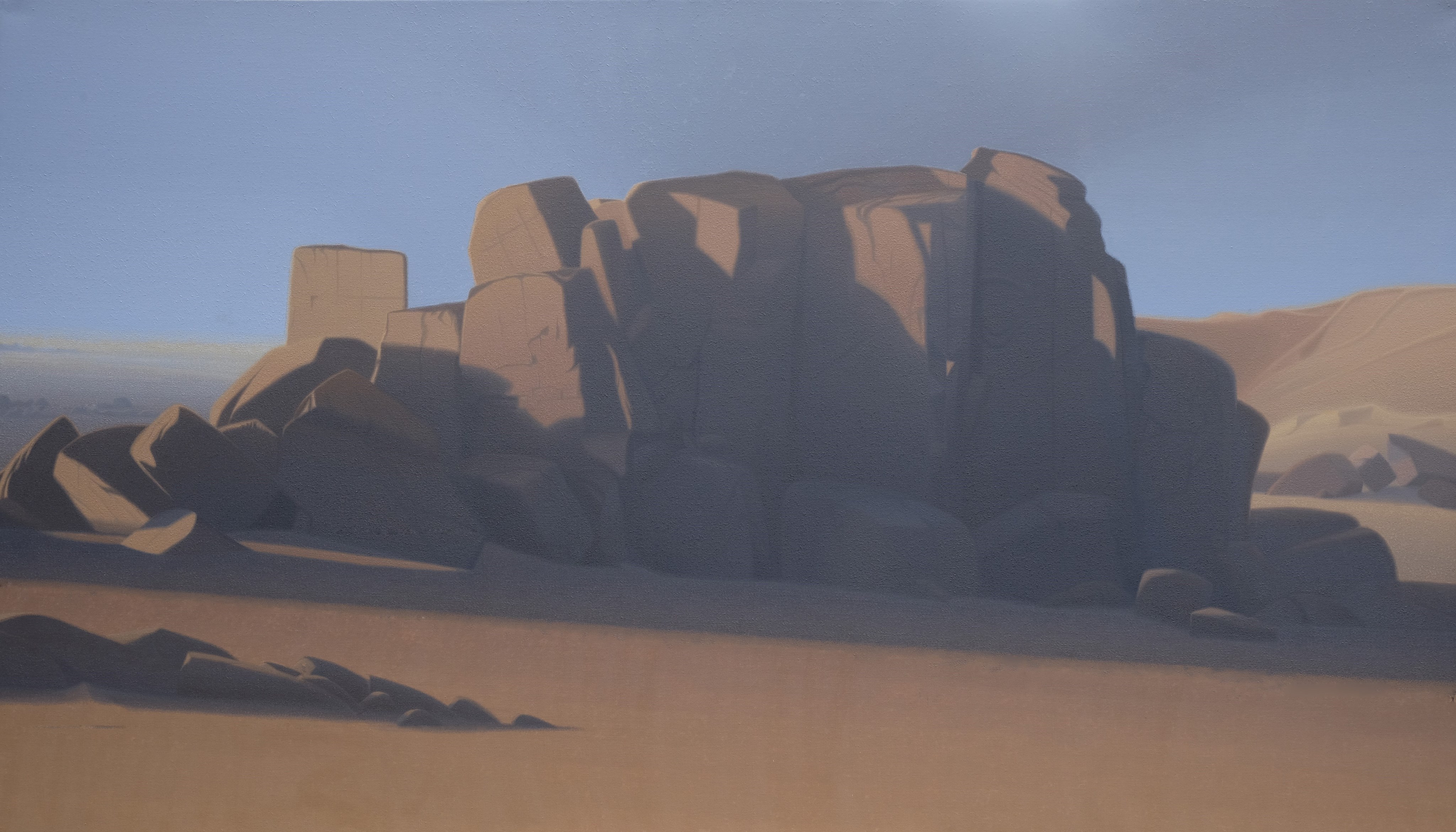 „Sandsteinformation“ in Süd-Algerien von Hartmut Pfeuffer (Öl/Lwd., 2017/18, 185 x 317 cm) Bildnachweis: Foto: Hartmut Pfeuffer