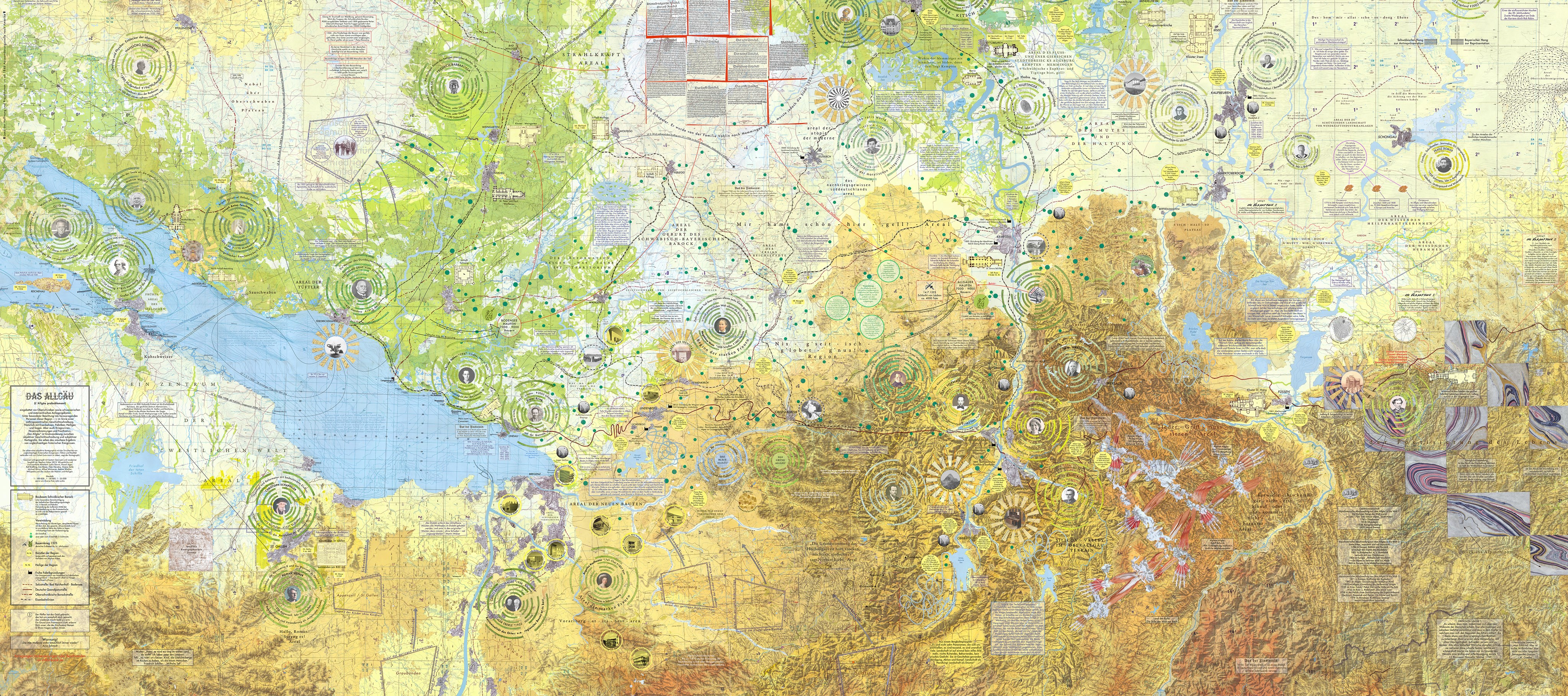 Bearbeitete topografische Karte vom Gebiet östlich des Bodensees