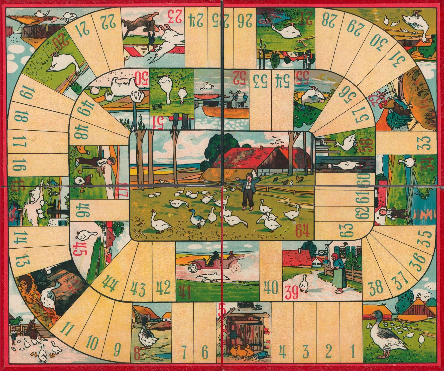 Spielbrett eines historischen Gänsespiels