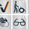 Barrierefreiheit geprüft: Logo mit Piktogrammen