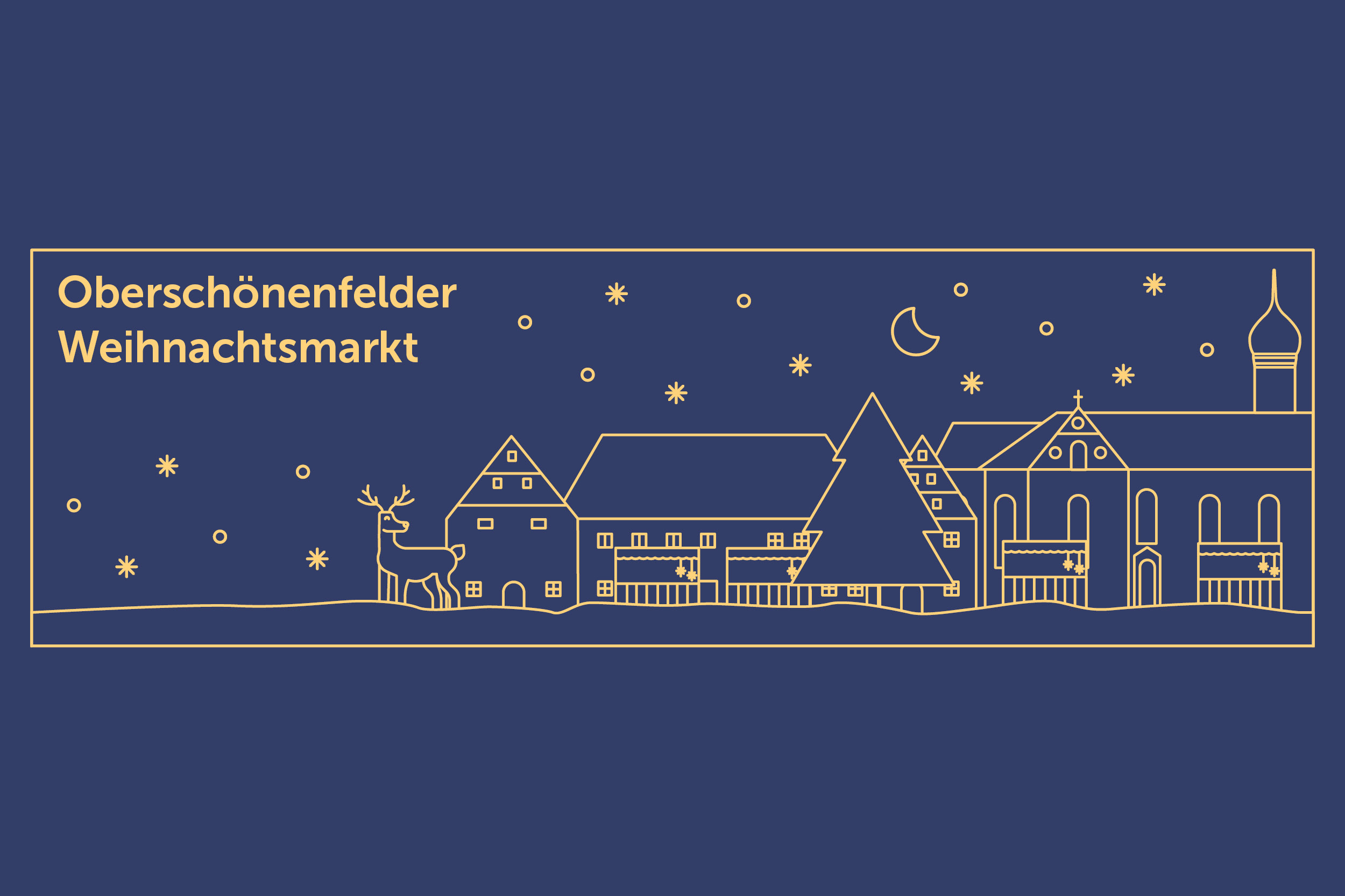 Illustration: Oberschönenfelder Klostergelände bei Nacht mit Rentier