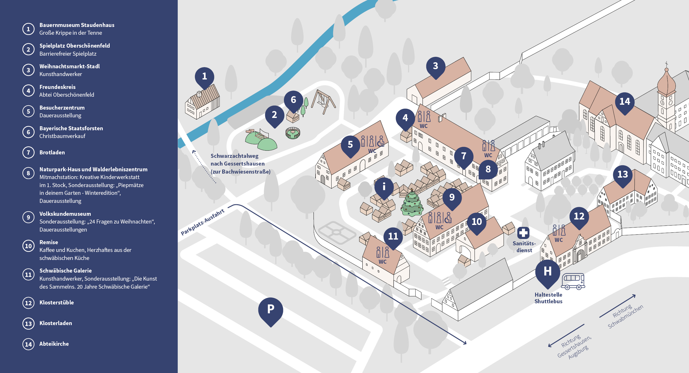 Lageplan Oberschönenfelder Weihnachtsmarkt 2023